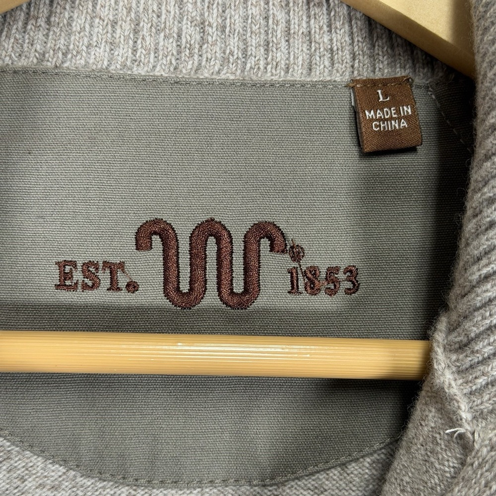 King Ranch Sweater Mens L Heather Beige 100% Wool 1/4 Zip Padded Shoulders - Picture 3 of 7